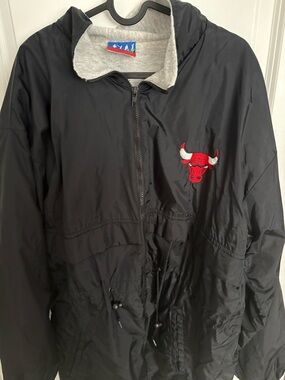 1990s Chicago Bulls Black Bomber Jacket with Red Logo